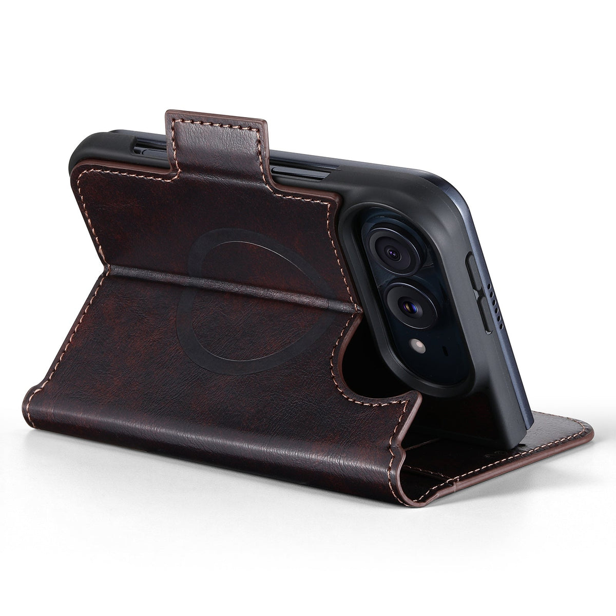 iPhone Duo | Distressed Leather Wallet Case with Card Slots & Magnetic Closure