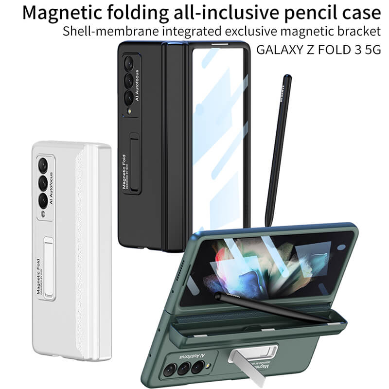 Magnetic Hinge Metal Bracket Screen Protector Film S Pen Slot Case for Galaxy Z Fold3