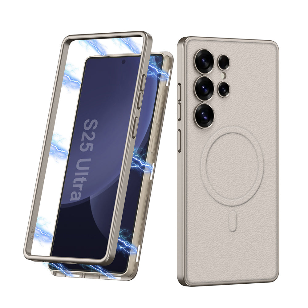Magnetic 2 in 1 Shockproof Leather Phone Case For Galaxy S25 Ultra