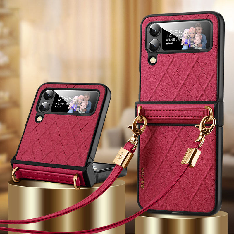 Crossbody Folding Leather Case For Samsung Galaxy Z Flip4