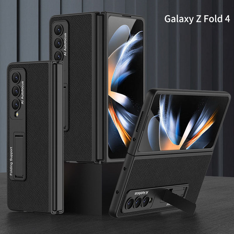 Business Ultra-thin Plain Leather Drop-resistant Case For Samsung Galaxy Fold4