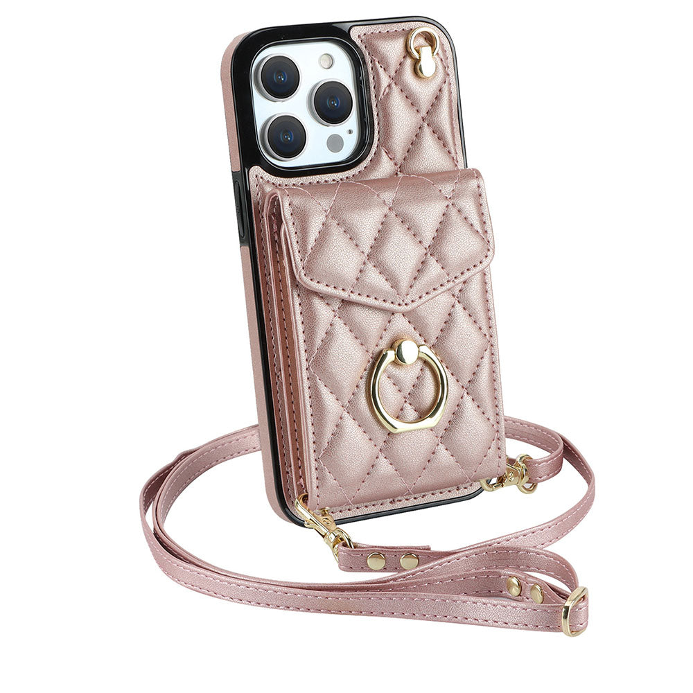 Accordion Leather Card Holder Crossbody iPhone Case