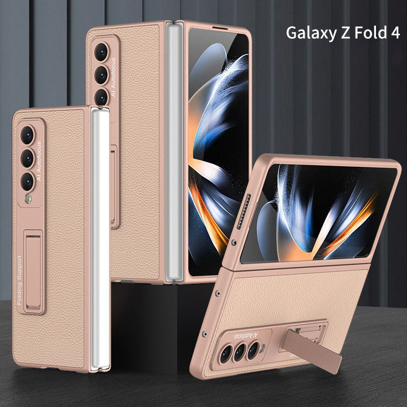 Business Ultra-thin Plain Leather Drop-resistant Case For Samsung Galaxy Fold4