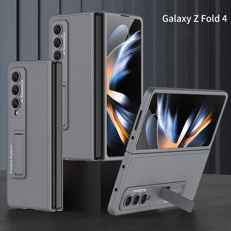Business Ultra-thin Plain Leather Drop-resistant Case For Samsung Galaxy Fold4