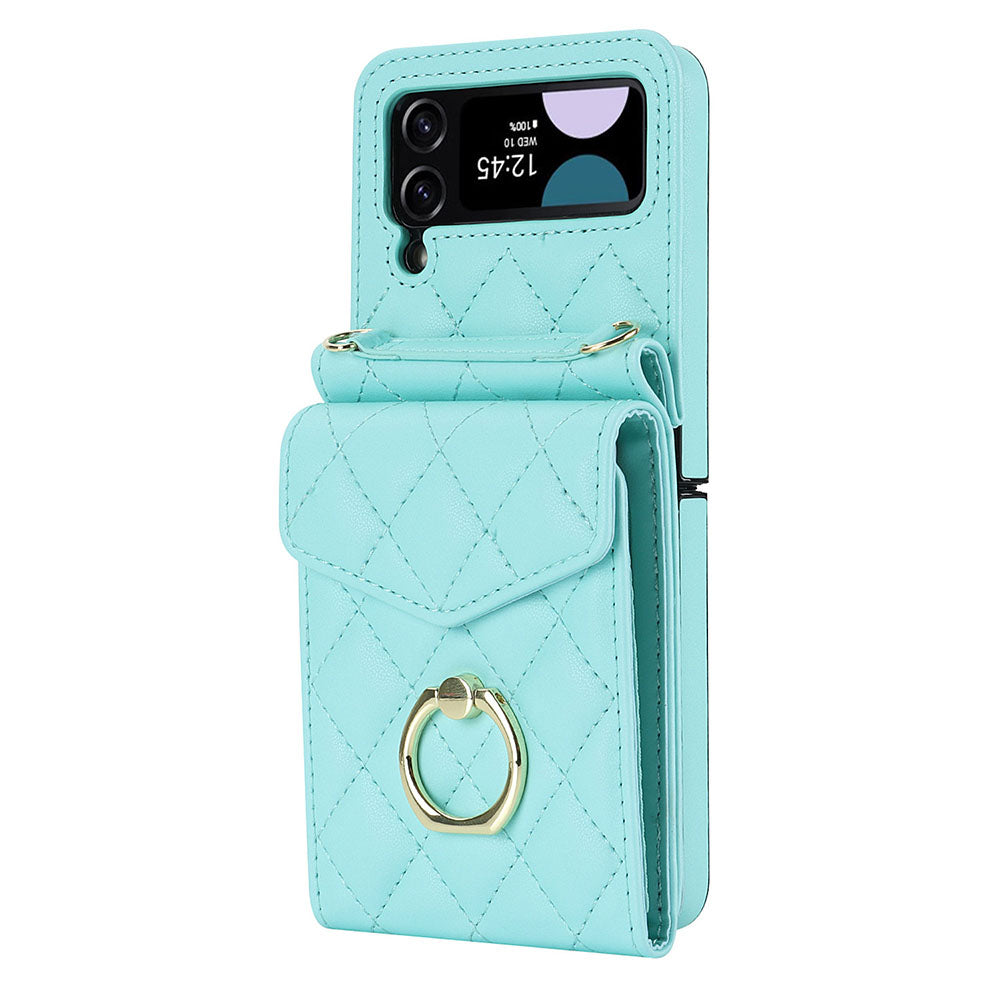 Accordion Leather Card Holder Crossbody For Samsung Galaxy Z Flip3/4/5 Case