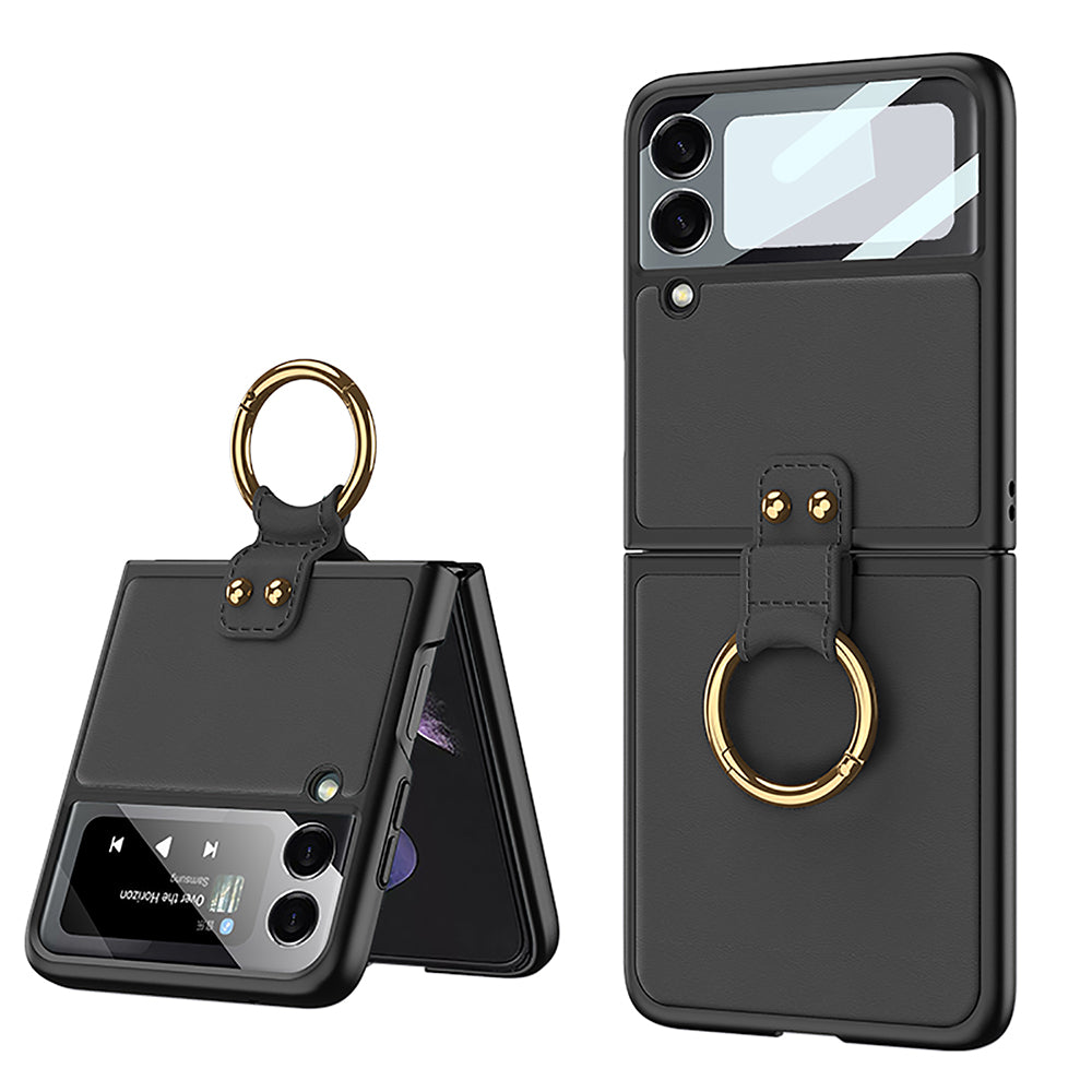 Luxury Leather Ring Bracket Case for Samsung Galaxy Z Flip 3/4/5