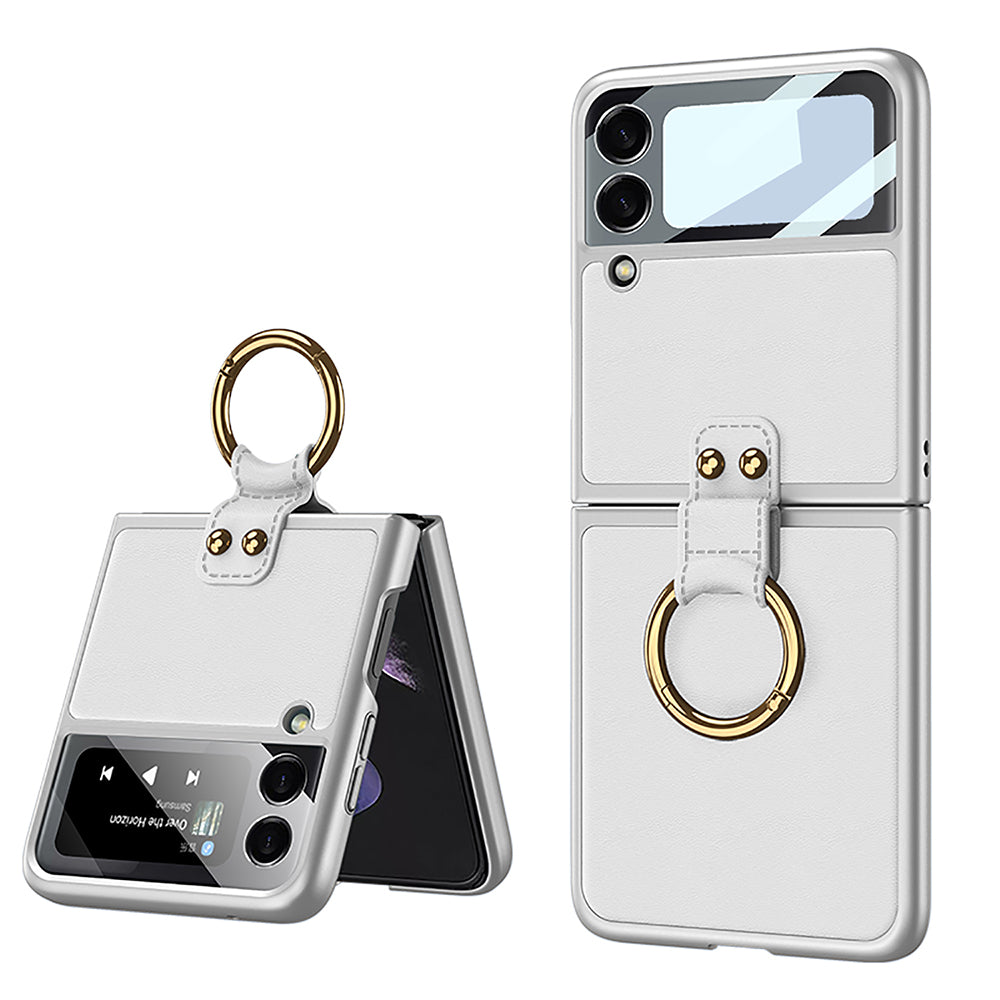 Luxury Leather Ring Bracket Case for Samsung Galaxy Z Flip 3/4/5
