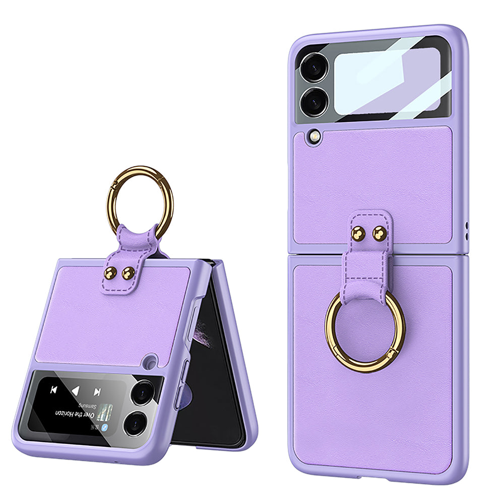Luxury Leather Ring Bracket Case for Samsung Galaxy Z Flip 3/4/5