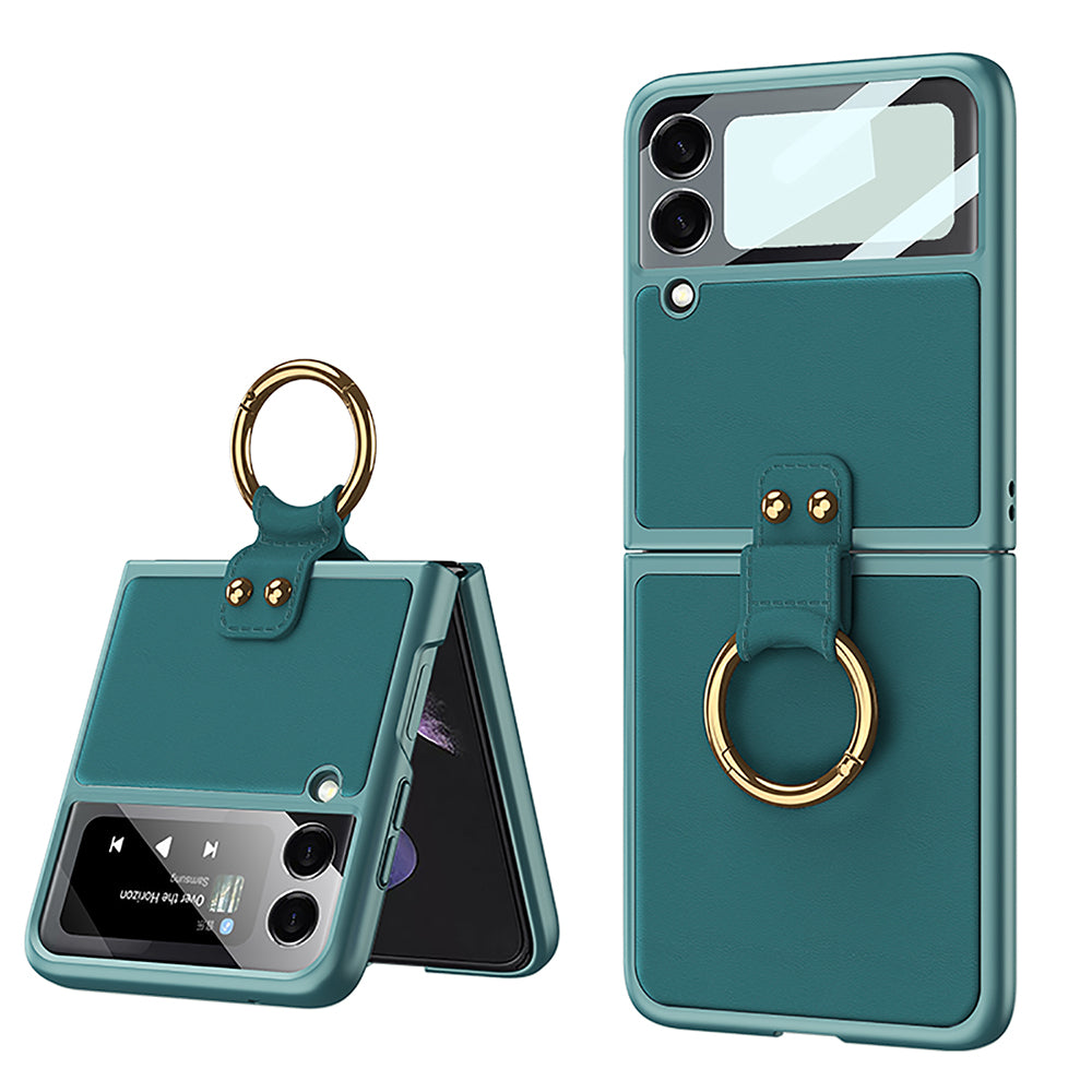 Luxury Leather Ring Bracket Case for Samsung Galaxy Z Flip 3/4/5
