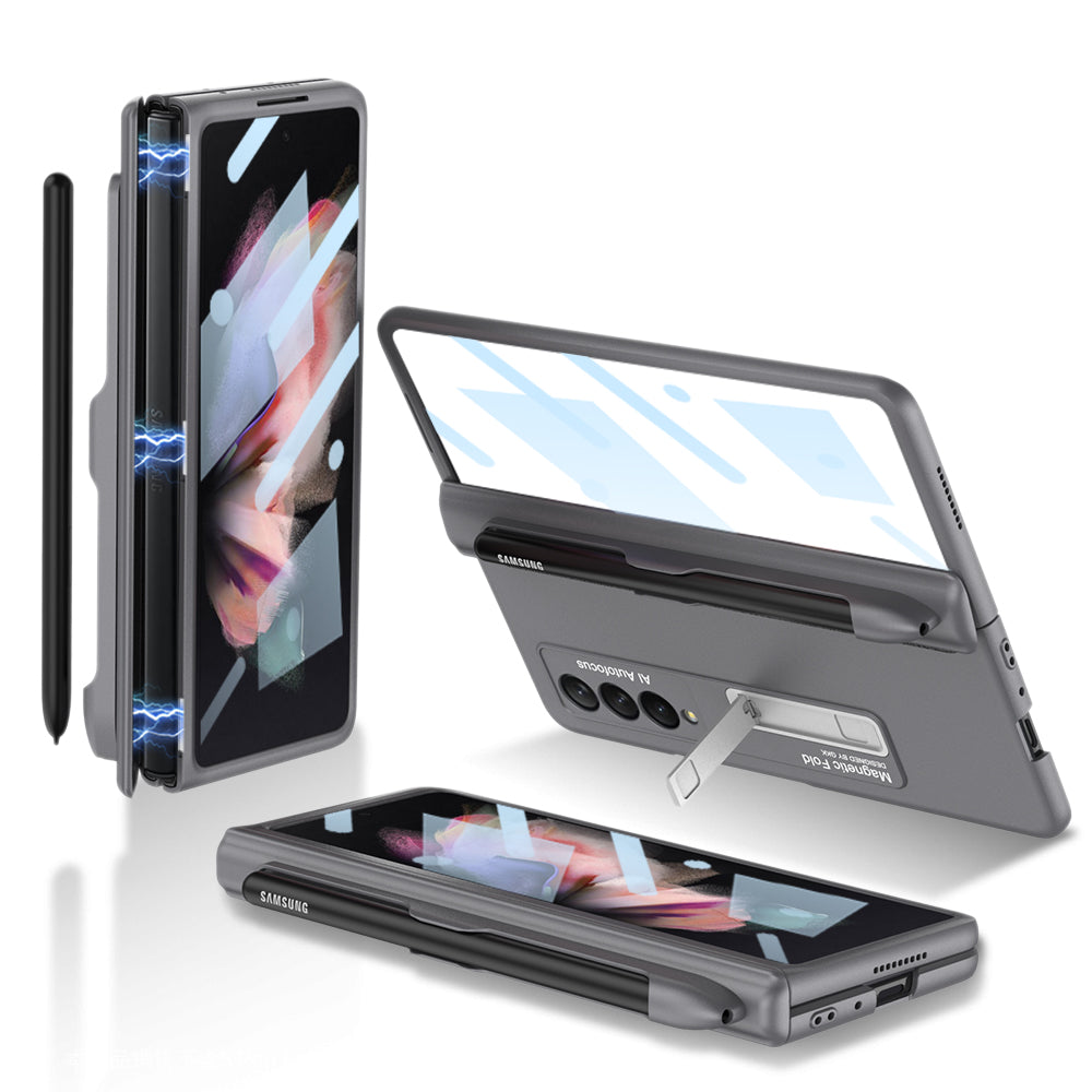 Magnetic Hinge Metal Holder Screen Protector S Pen Slot Case for Samsung Galaxy Z Fold3