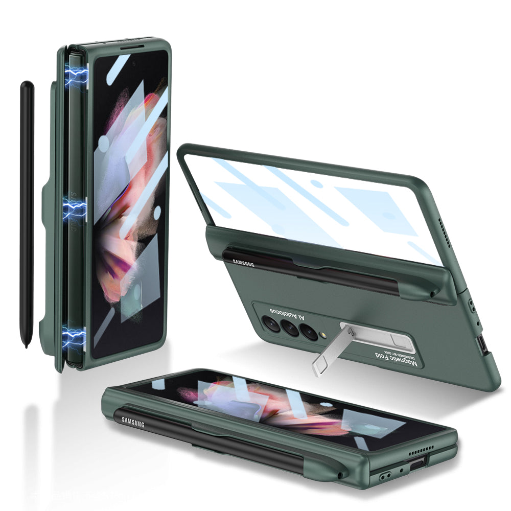 Magnetic Hinge Metal Holder Screen Protector S Pen Slot Case for Samsung Galaxy Z Fold3