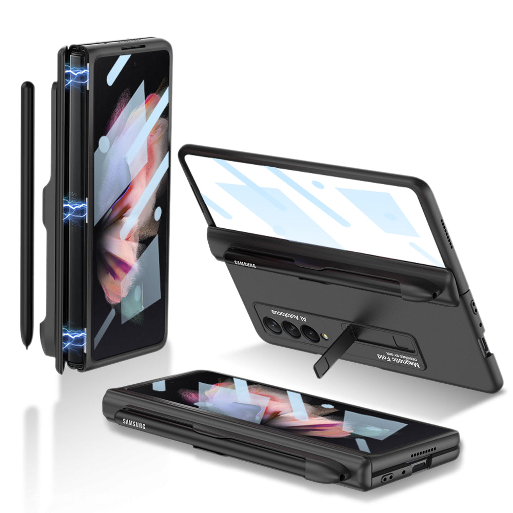 Magnetic Hinge Metal Holder Screen Protector S Pen Slot Case for Samsung Galaxy Z Fold3