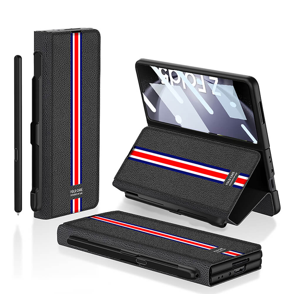Business Flip Leather Case S Pen Slot for Samsung Galaxy Z Fold 3/4/5