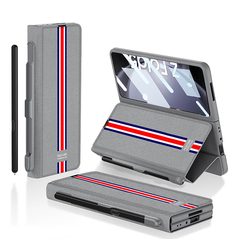 Business Flip Leather Case S Pen Slot for Samsung Galaxy Z Fold 3/4/5