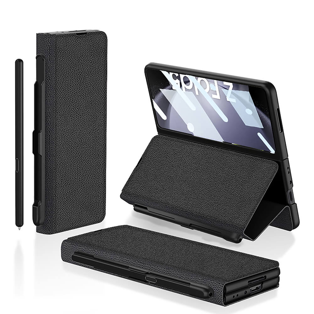 Business Flip Leather Case S Pen Slot for Samsung Galaxy Z Fold 3/4/5