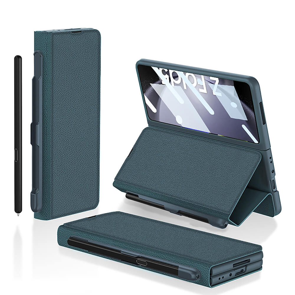 Business Flip Leather Case S Pen Slot for Samsung Galaxy Z Fold 3/4/5