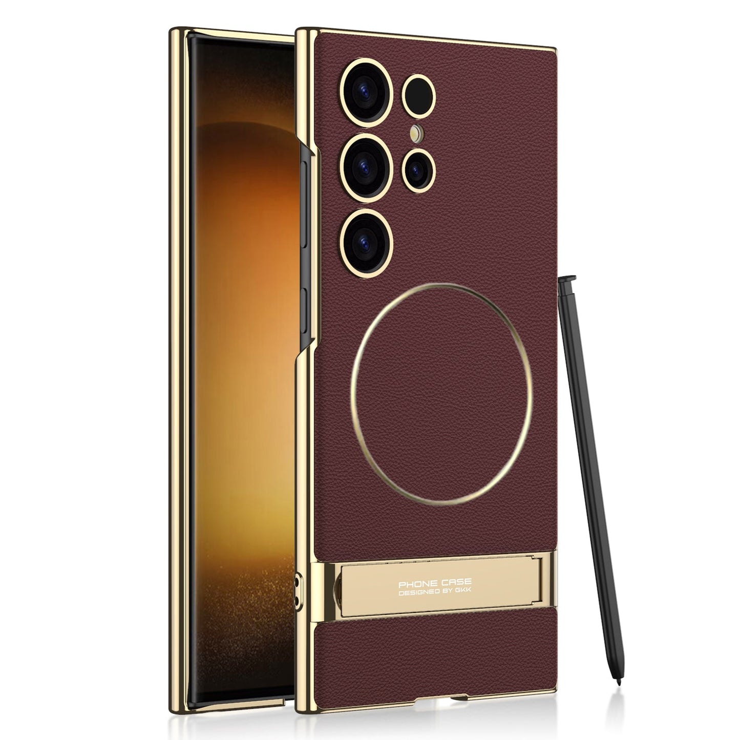 Magnetic Electroplated Leather Stand Case for Galaxy S24 Ultra
