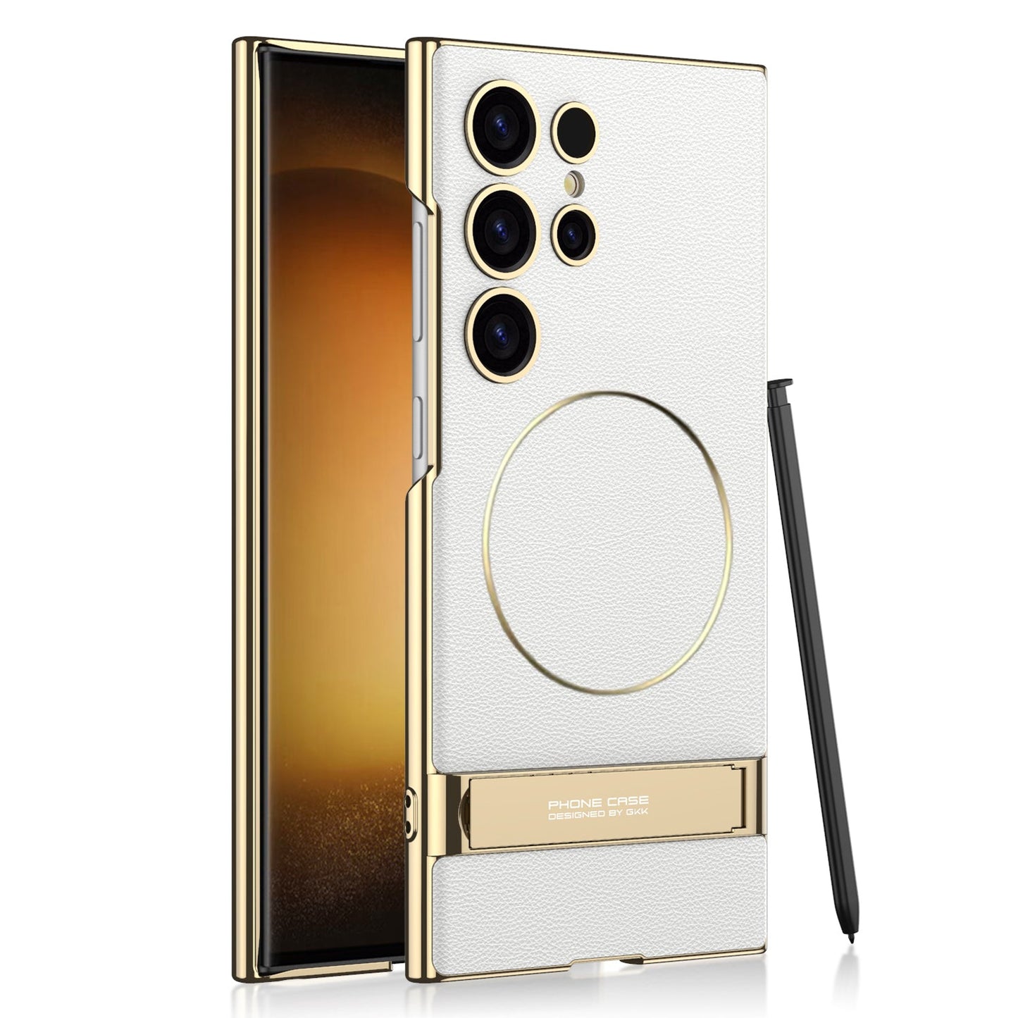 Magnetic Electroplated Leather Stand Case for Galaxy S24 Ultra