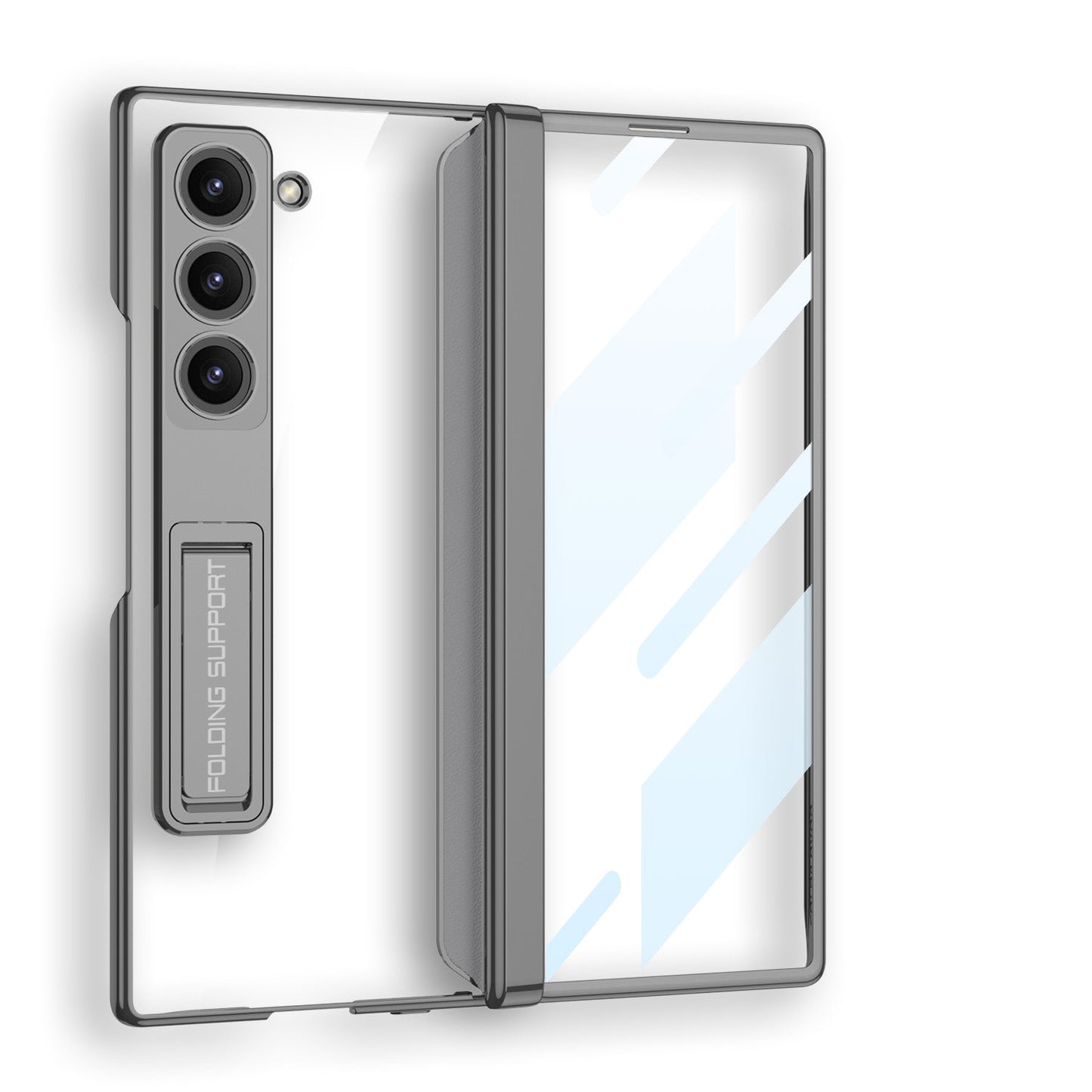 Electroplated Magnetic Hinge Kickstand Integrated Film Clear Case for Galaxy Z Fold7