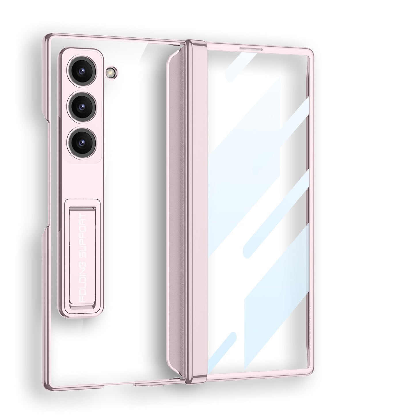 Electroplated Magnetic Hinge Kickstand Integrated Film Clear Case for Galaxy Z Fold7