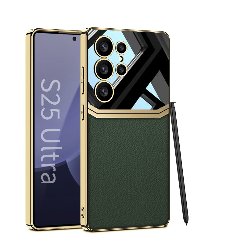 Luxury Leather Plating Case for Galaxy S23 Ultra