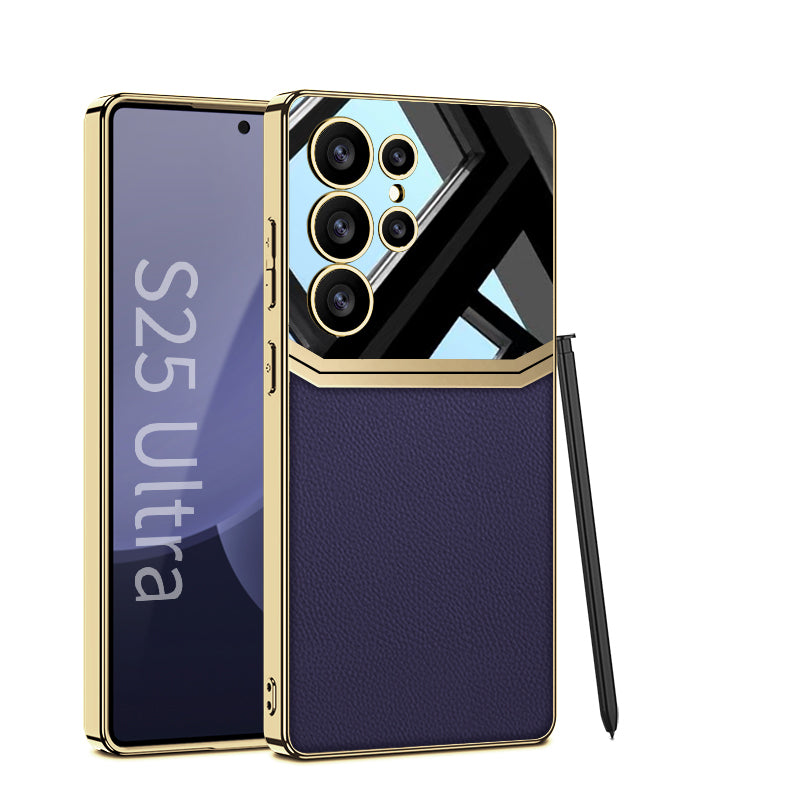 Luxury Leather Plating Case for Galaxy S23 Ultra