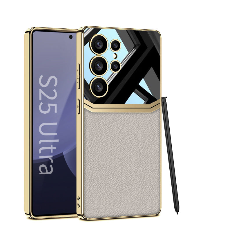 Luxury Leather Plating Case for Galaxy S23 Ultra