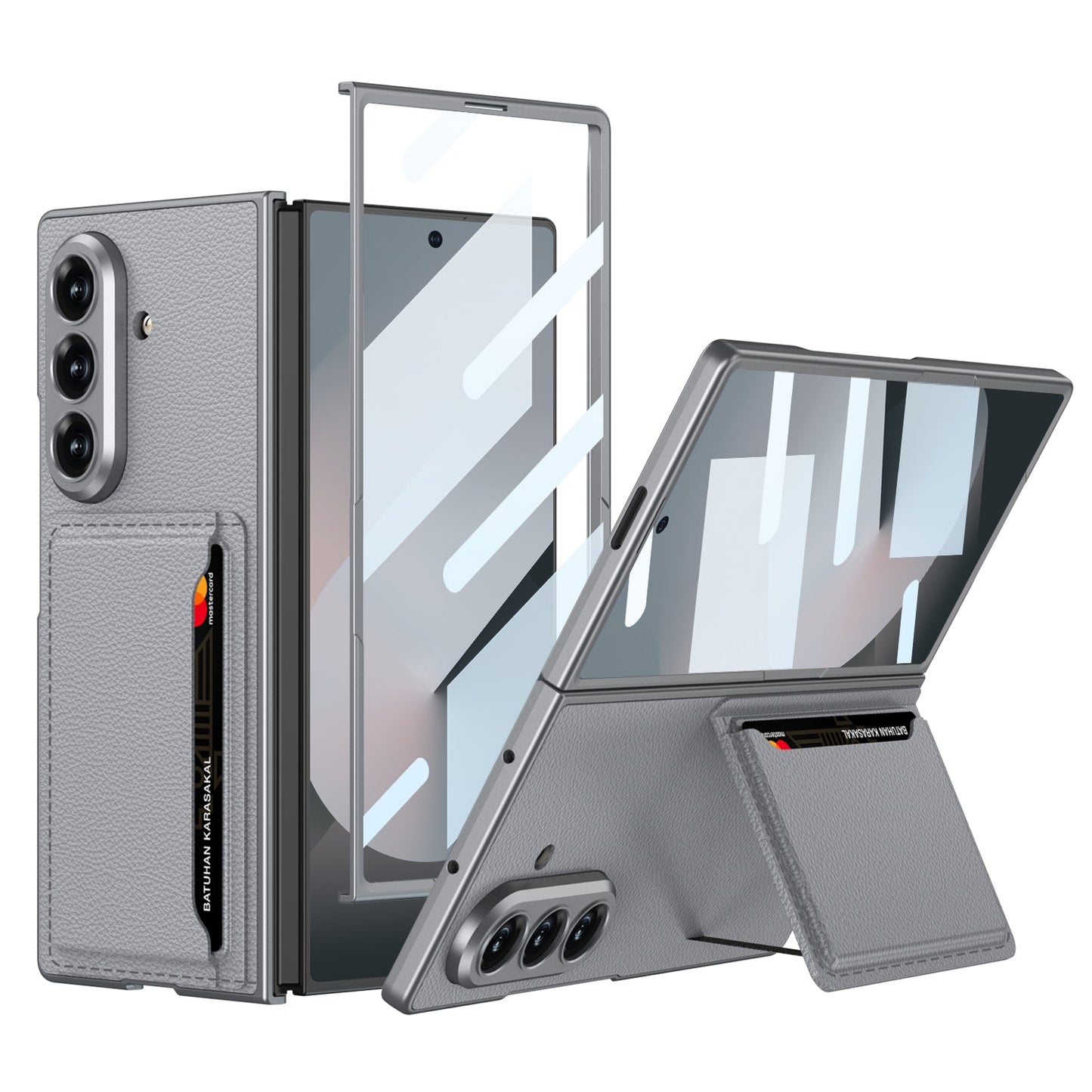 Card Bag Holder Tempered Film Integrated Leather Case for Galaxy Z Fold5