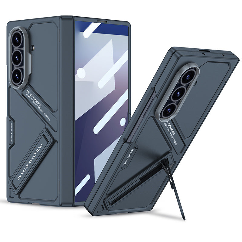 Mecha Style Magnetic Hinge Holder Film Integration Case for Galaxy Z Fold7