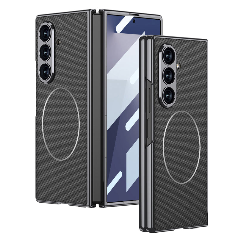 Electroplating Magnetic Magsafe Tempered Glass Integrated Leather Case for Galaxy Z Fold7