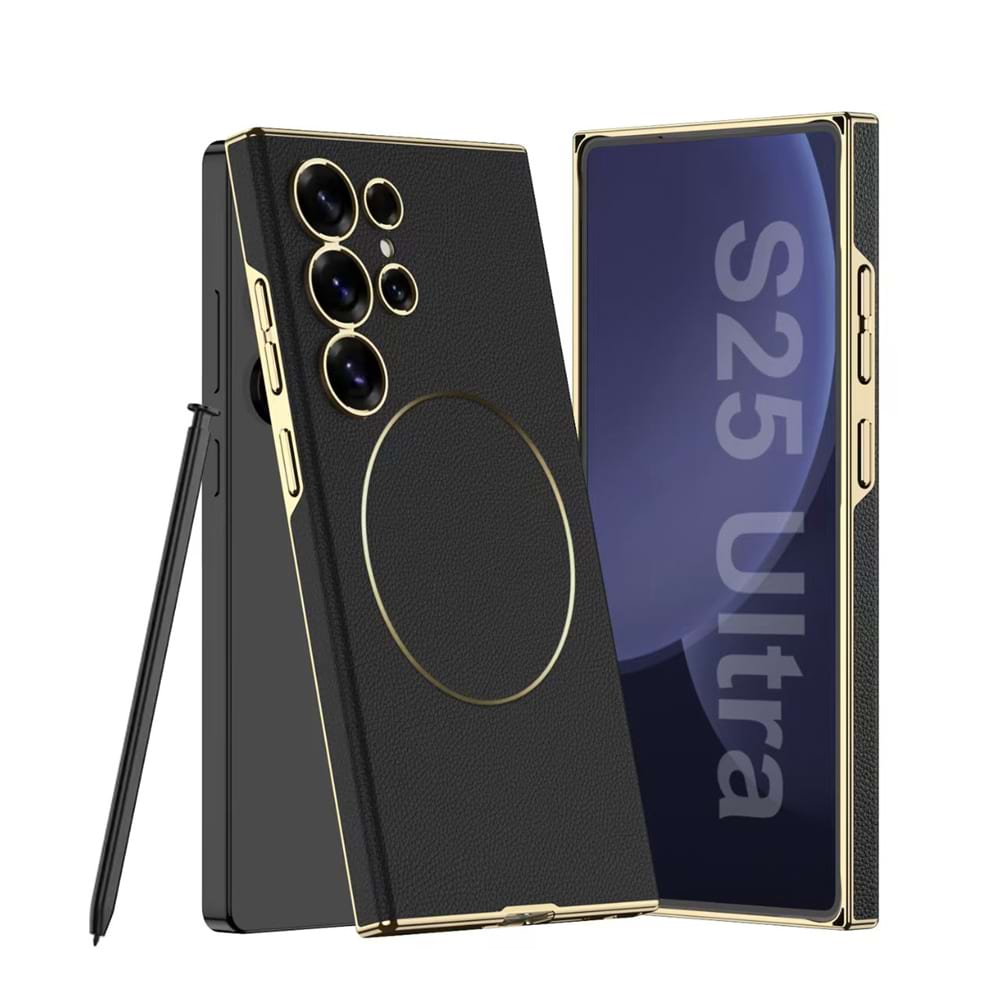 Magnetic Electroplated Leather Case for Galaxy S23 Ultra