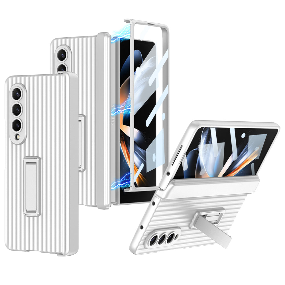 All inclusive Hinge Suitcase Metal Stand Tempered Film Case for Galaxy Z Fold4