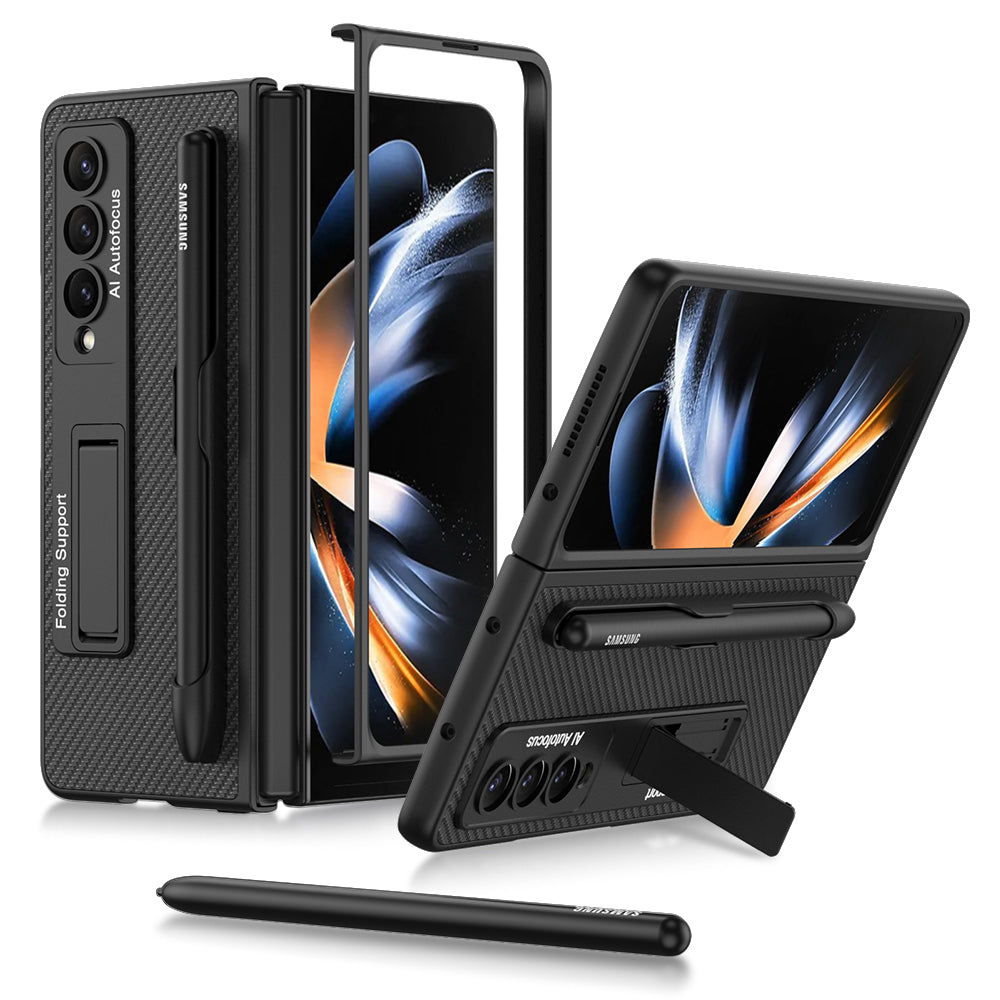Leather Magnetic Adjustable Kickstand S Pen Slot Case for Galaxy Z Fold4