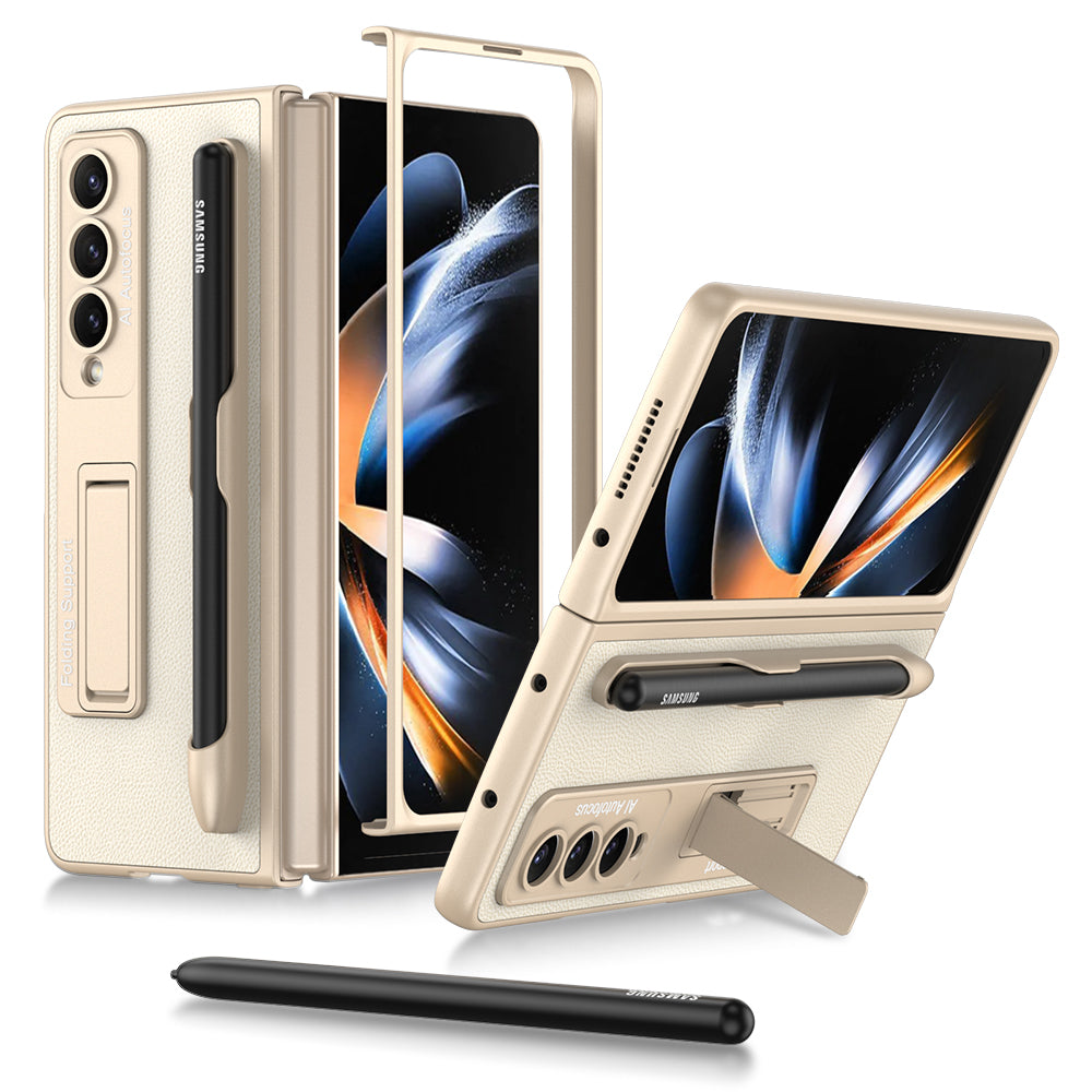 Leather Magnetic Adjustable Kickstand S Pen Slot Case for Galaxy Z Fold4
