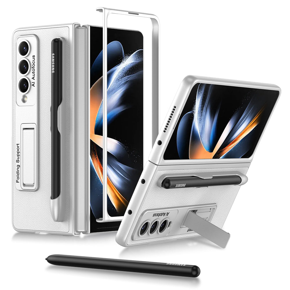Leather Magnetic Adjustable Kickstand S Pen Slot Case for Galaxy Z Fold4