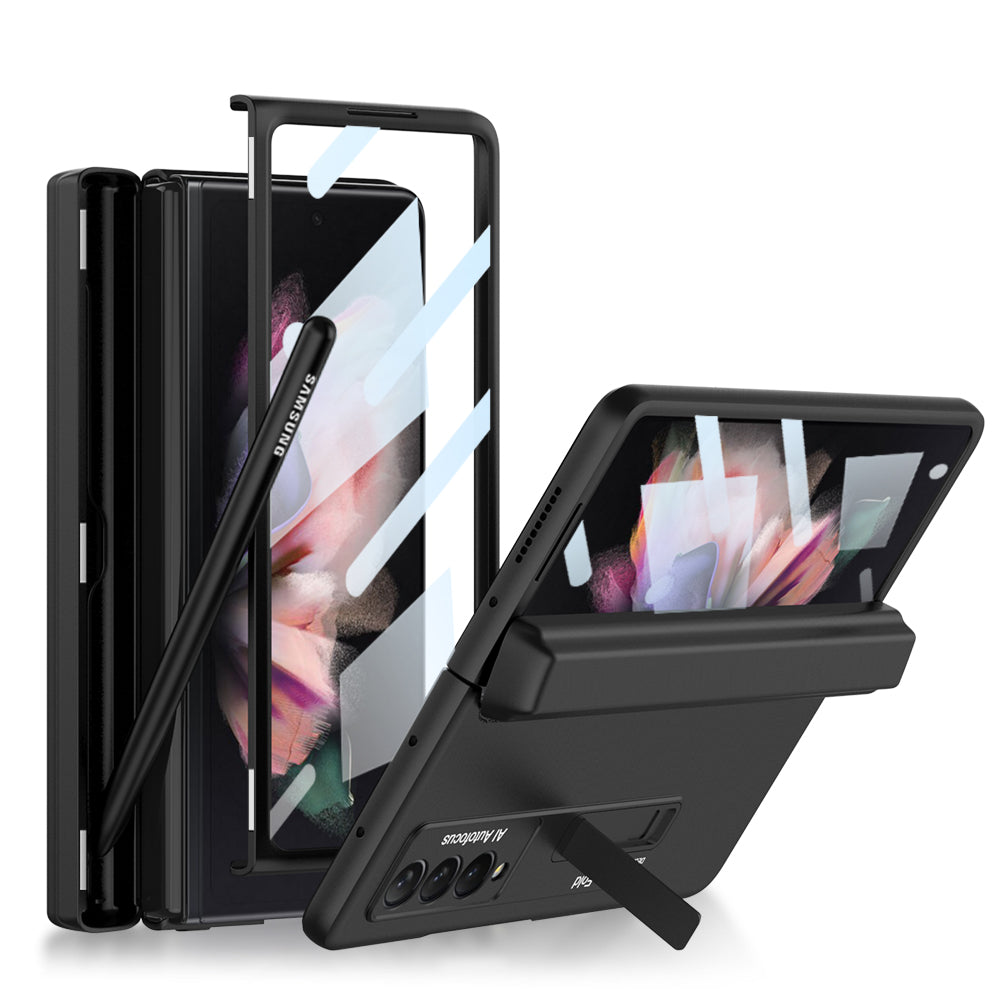 Magnetic Hinge Metal Bracket Screen Protector Film S Pen Slot Case for Galaxy Z Fold3