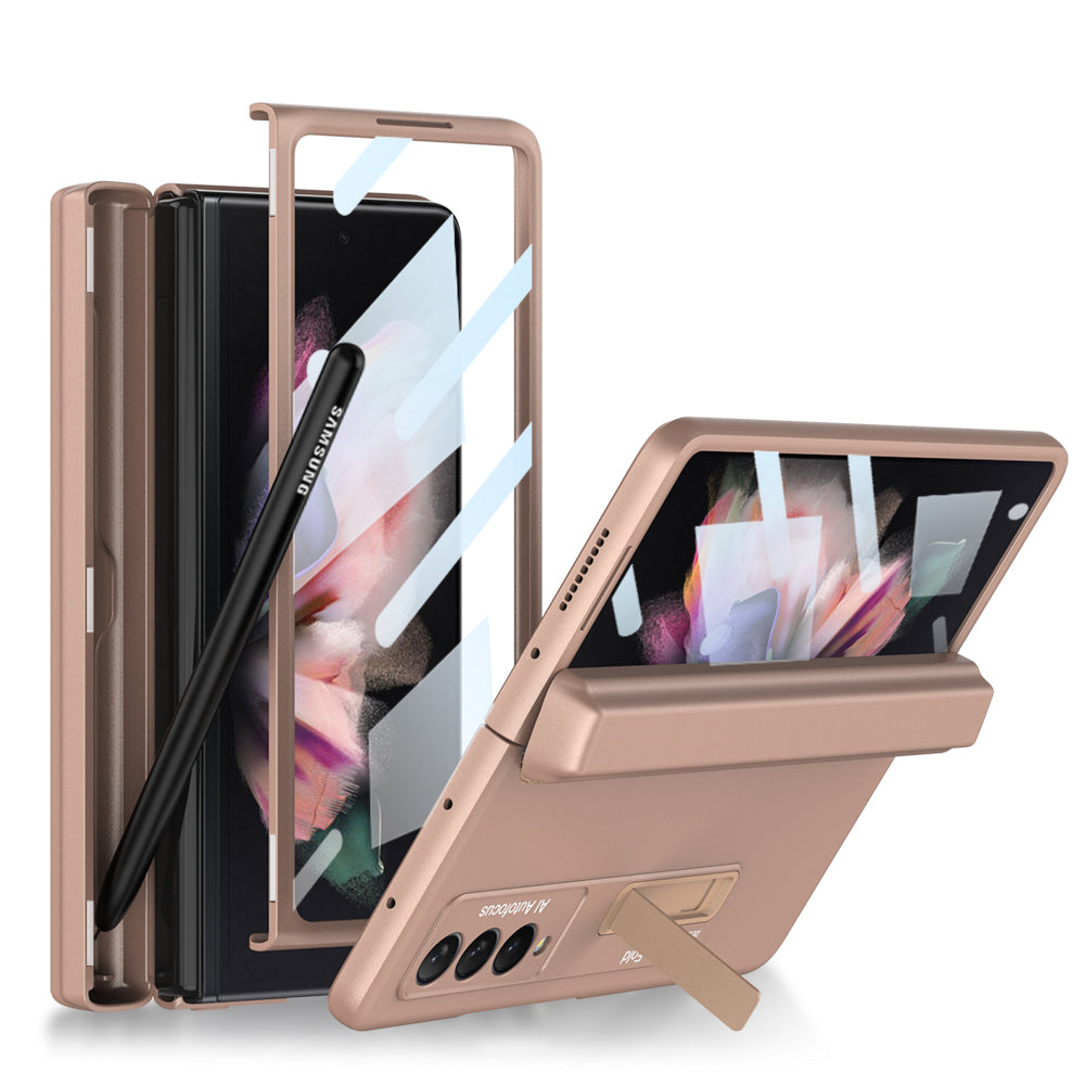 Magnetic Hinge Metal Bracket Screen Protector Film S Pen Slot Case for Galaxy Z Fold3