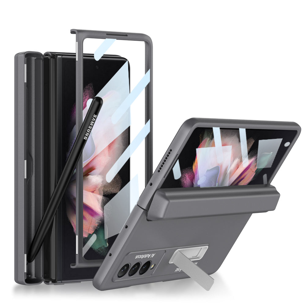 Magnetic Hinge Metal Bracket Screen Protector Film S Pen Slot Case for Galaxy Z Fold3