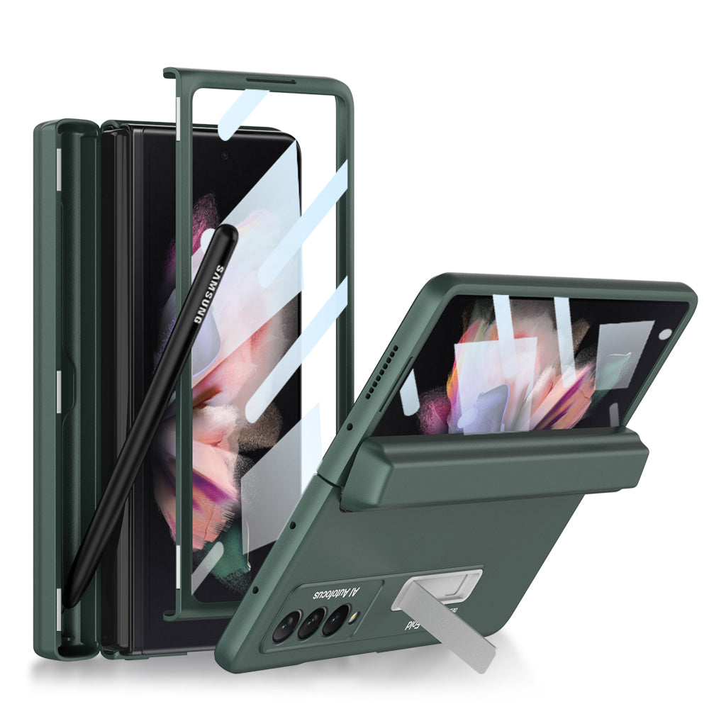 Magnetic Hinge Metal Bracket Screen Protector Film S Pen Slot Case for Galaxy Z Fold3