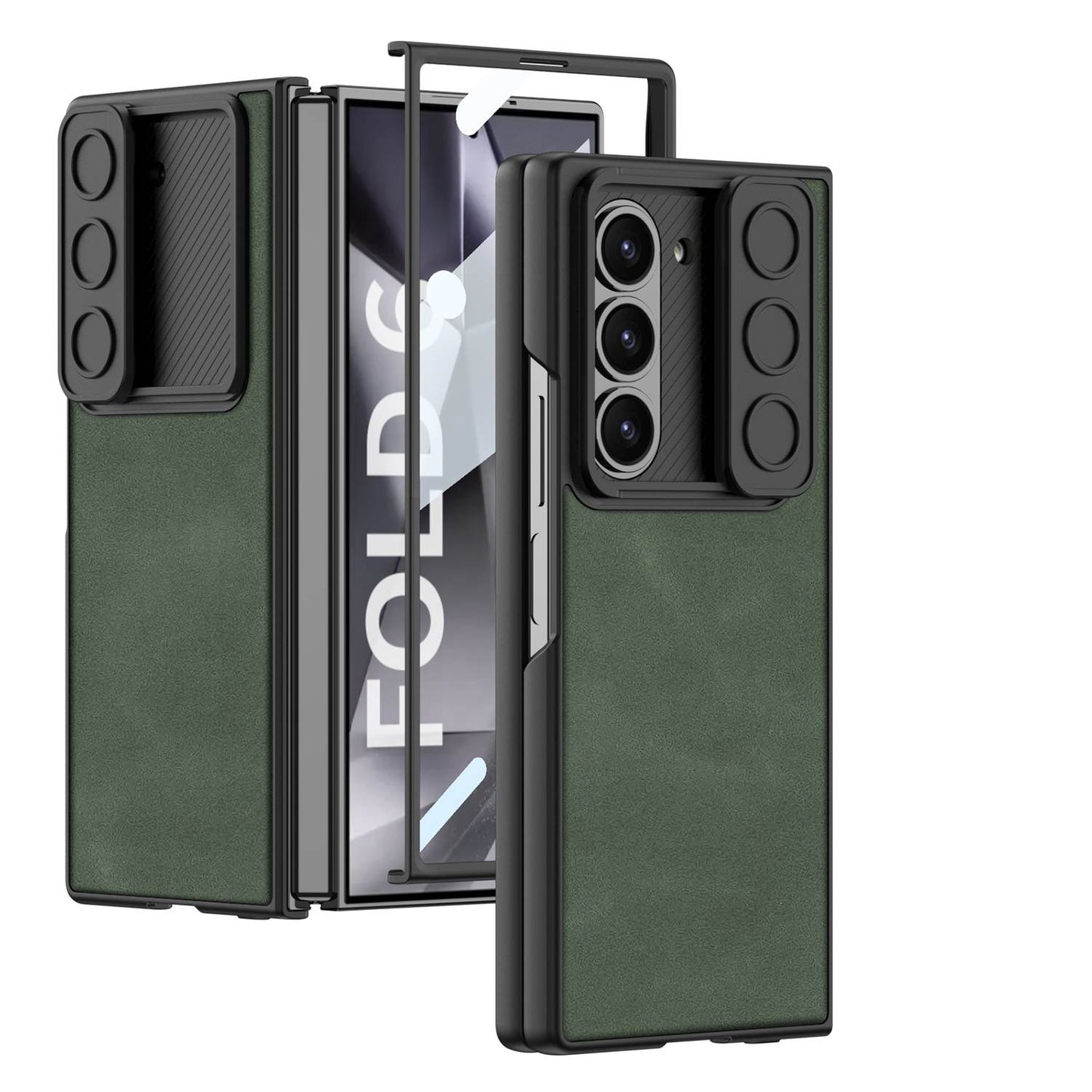 Luxury Leather Sliding Camera Protection Cover for Samsung Galaxy Z Fold5