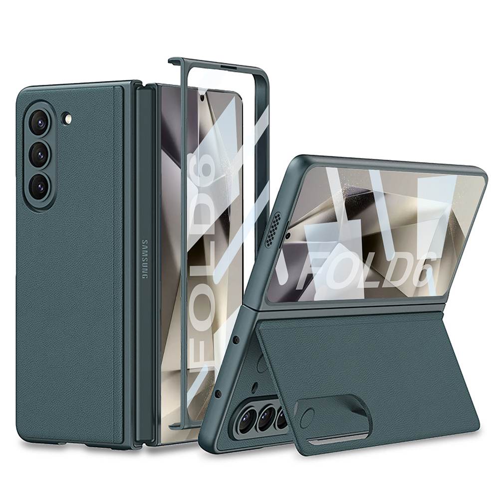 Leather Bracket Integrated Screen Glass Cover for Galaxy Z Fold6