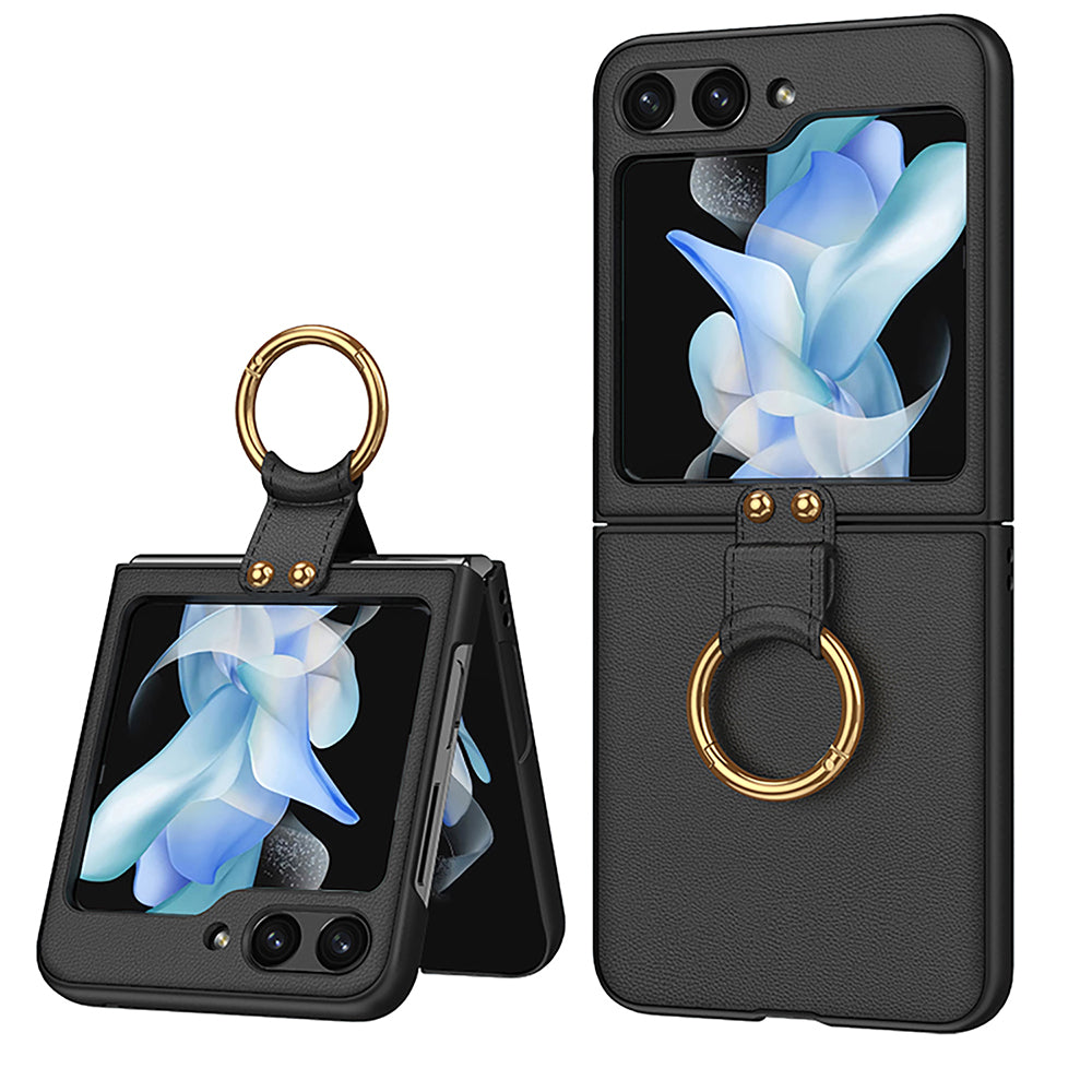 Luxury Leather Ring Bracket Case for Samsung Galaxy Z Flip 3/4/5
