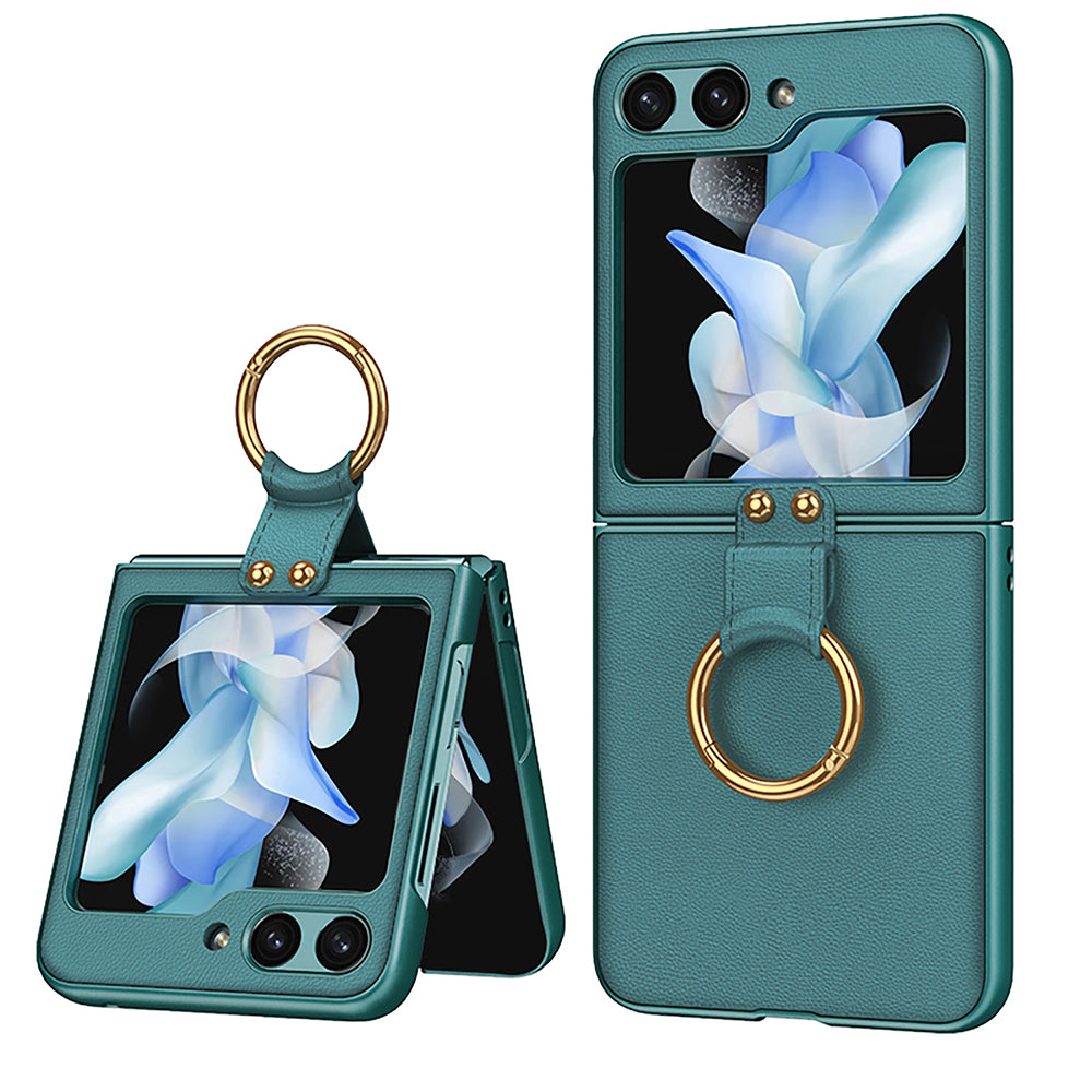 Luxury Leather Ring Bracket Case for Samsung Galaxy Z Flip 3/4/5