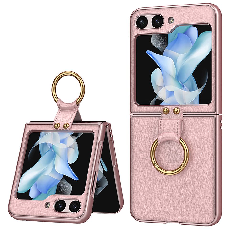 Luxury Leather Ring Bracket Case for Samsung Galaxy Z Flip 3/4/5