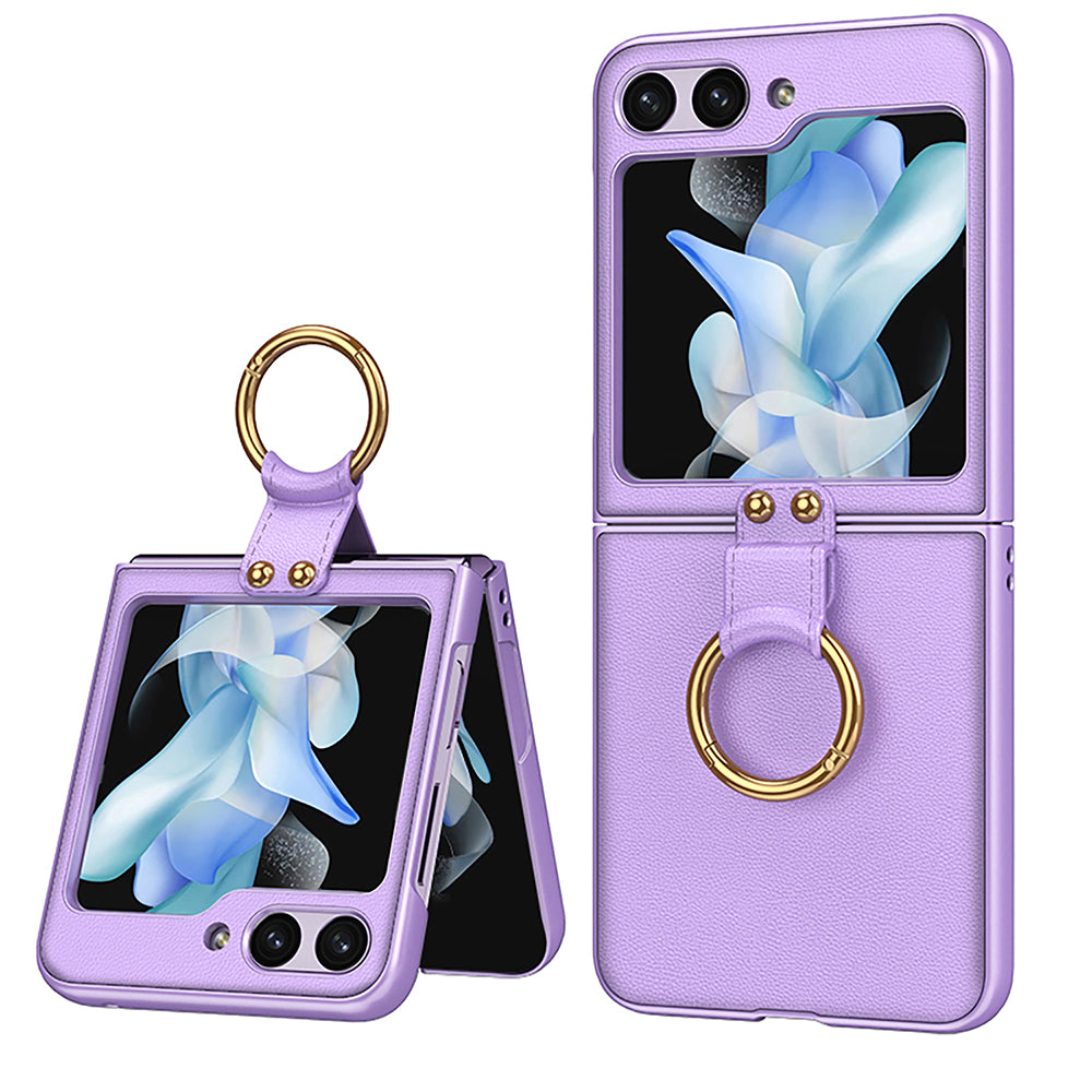Luxury Leather Ring Bracket Case for Samsung Galaxy Z Flip 3/4/5