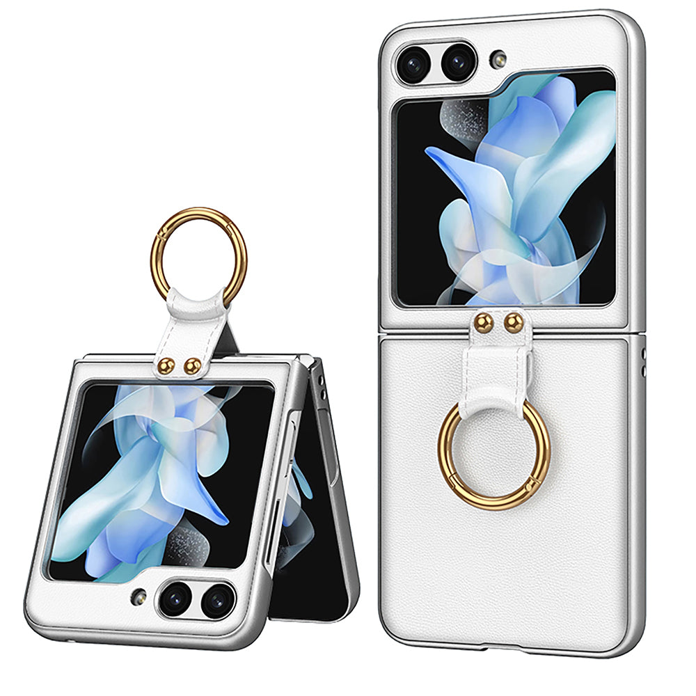 Luxury Leather Ring Bracket Case for Samsung Galaxy Z Flip 3/4/5