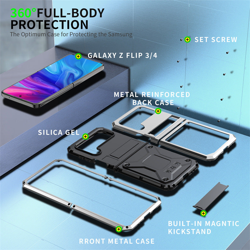 Metal Aluminum Alloy Shock Proof Military Grade Protection Case For Galaxy Z Flip3 / Flip4 - imhave