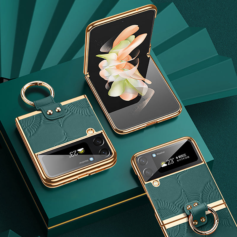 Genuine Leather Folding Screen Case For Samsung Galaxy Z Flip3/4