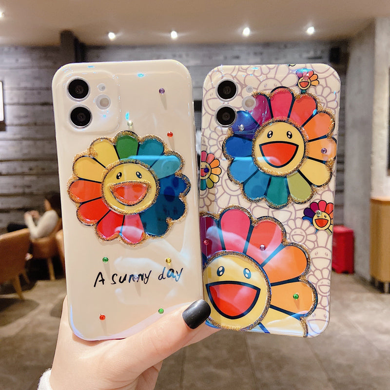 Sunflower Smiley Face iPhone Case
