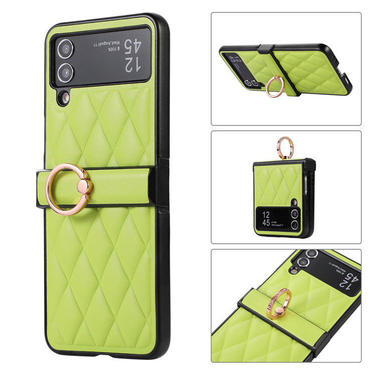 High-grade Rhombic Leather Ring Buckle For Samsung Galaxy Z Flip3/4 Case
